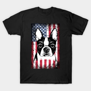 Patriotic Boston Terriers American Flag T-Shirt